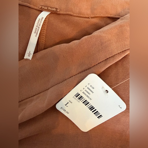 Free People 2-Piece Sasha Lounge Set Flowy Tunic Top & Flare Pants Brown L - Picture 9 of 11